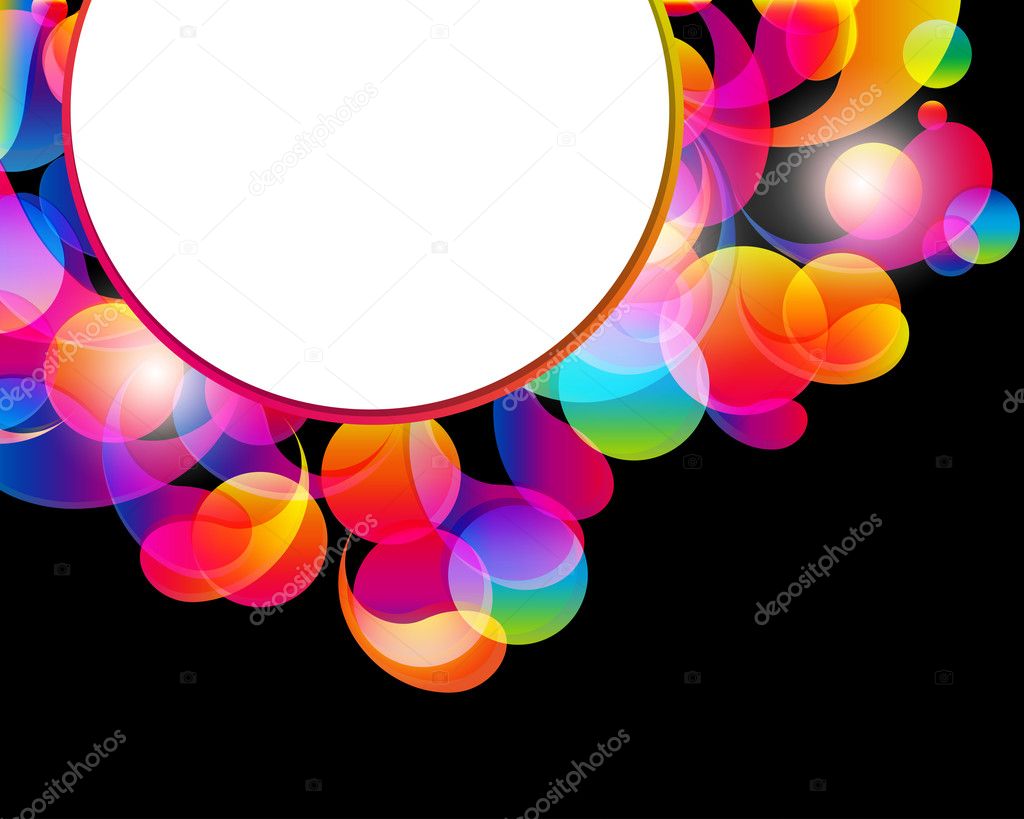 Card background. Abstract bright color drops and clean place for