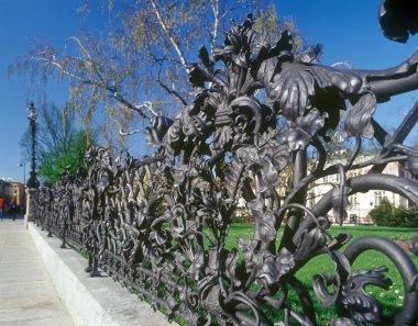 A wrought-iron fence. clipart