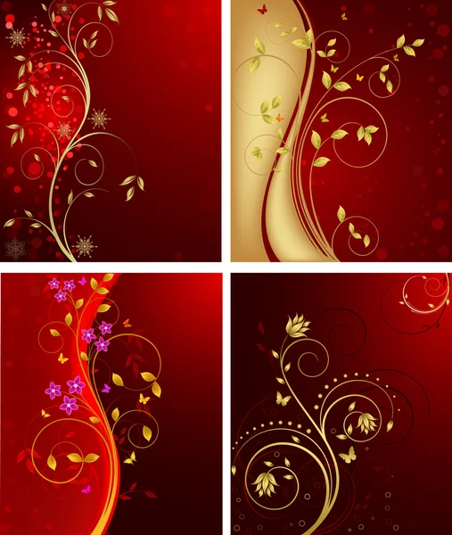 Abstract floral achtergrond vector set — Stockvector