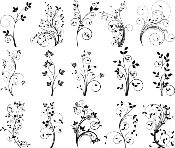 Floral design vector set — Stock Vector