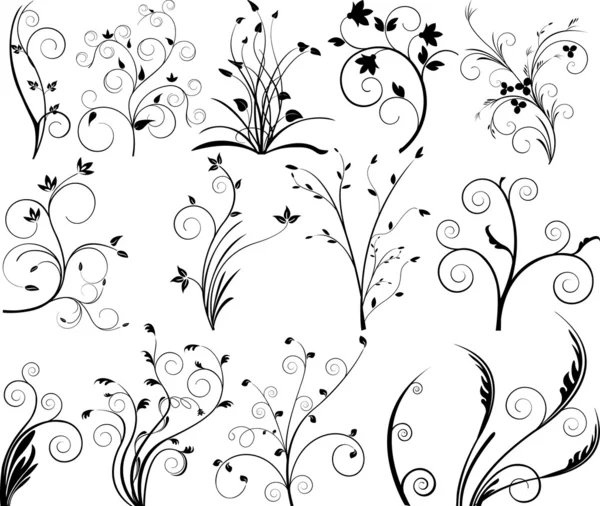 Conjunto de desenho floral —  Vetores de Stock