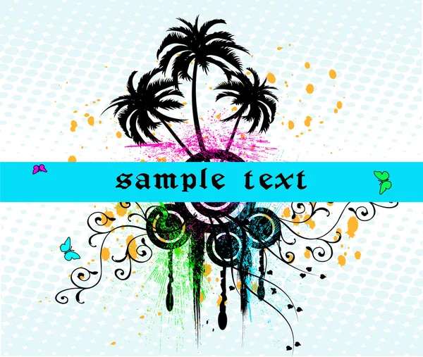 Palms and banner vector — Stock Vector
