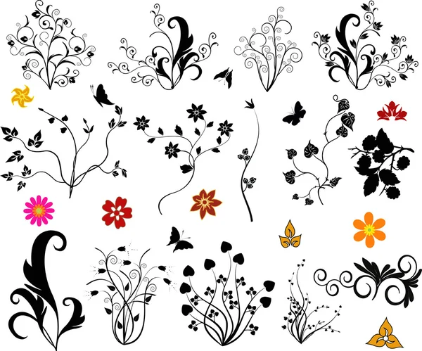 Набор векторов цветочных элементов — стоковый вектор