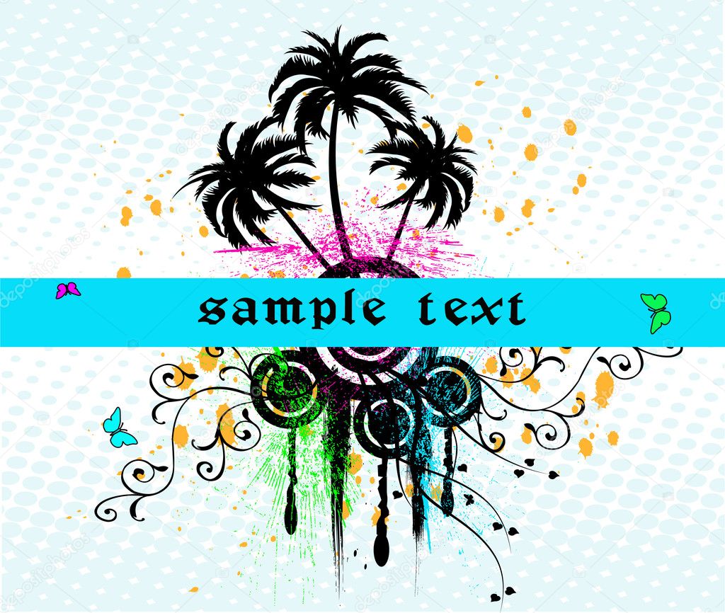 Palms and banner vector