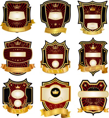 Set of gold-framed labels clipart