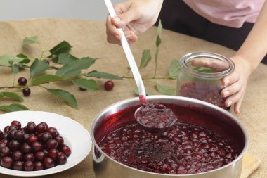 Preserving sour cherries clipart