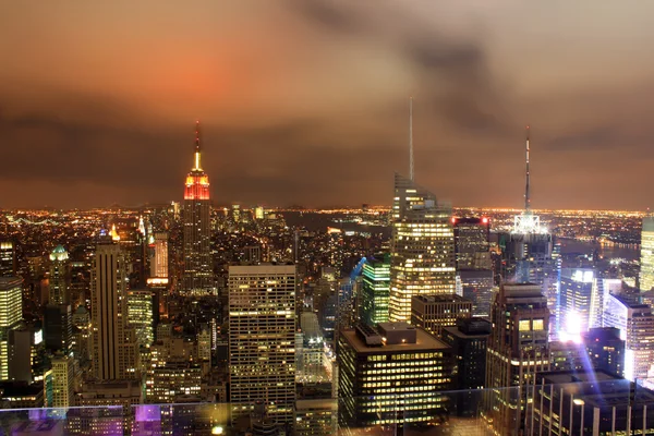 Nacht über New York City Skyline — Stockfoto