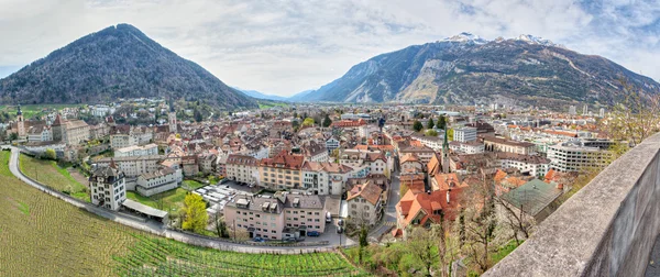 Panorama centra starého města chur, Švýcarsko — Stock fotografie