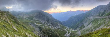 Panorama of old road St. Gotthard clipart