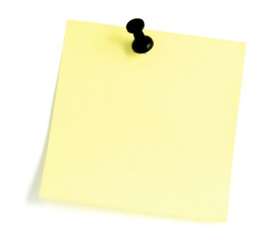 Blank Sticky note With Black Pushpin clipart