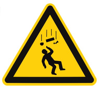 Danger Falling Objects Warning Sign Isolated Macro clipart
