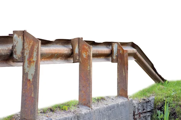 Old aged rusty grunge metallic bridge rail, isolated — Stock Photo, Image