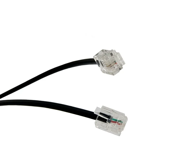 Черные модемные кабели — стоковое фото