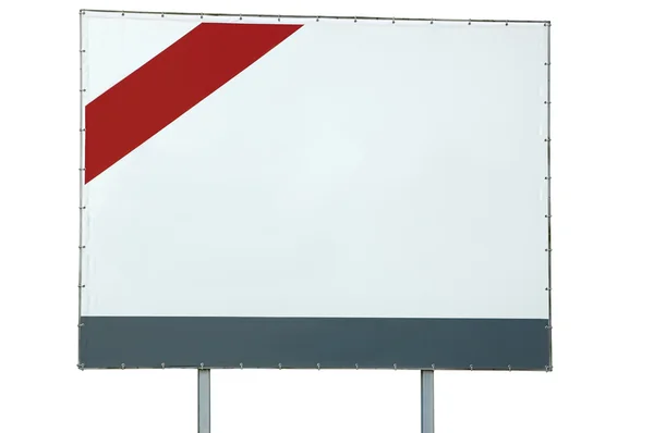 Blank white billboard with red and grey bar and arrow isolated — Stock Photo, Image