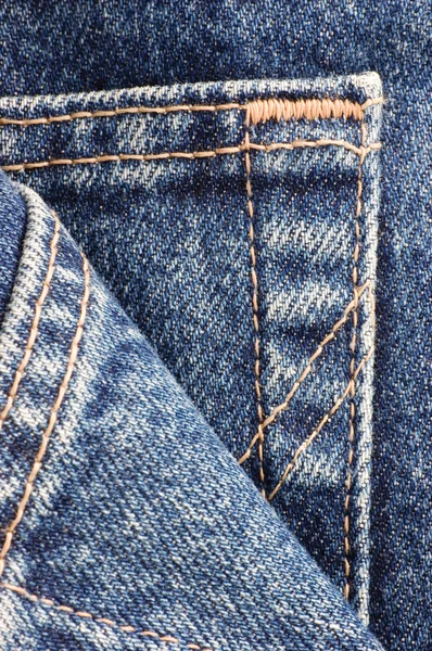 Jeans Jeans azul denim detalhe de bolso Macro Closeup — Fotografia de Stock