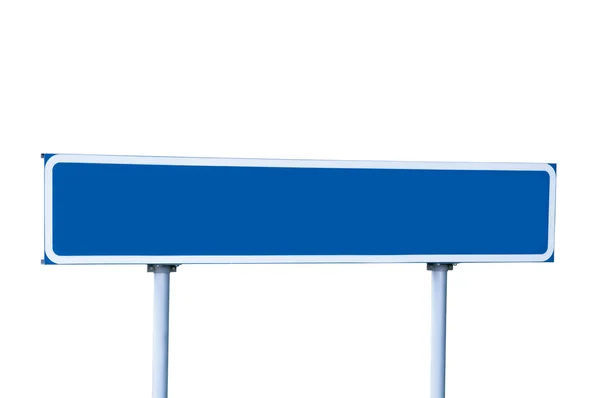Sinal de Estrada Azul Isolado em Branco, placa em branco vazio — Fotografia de Stock