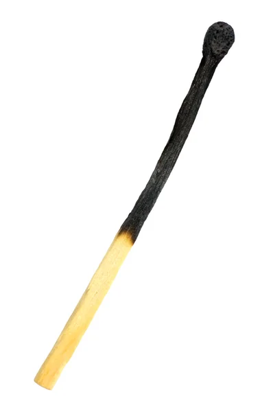 Burned match macro closeup burnt matchstick isolated — Stock Photo, Image