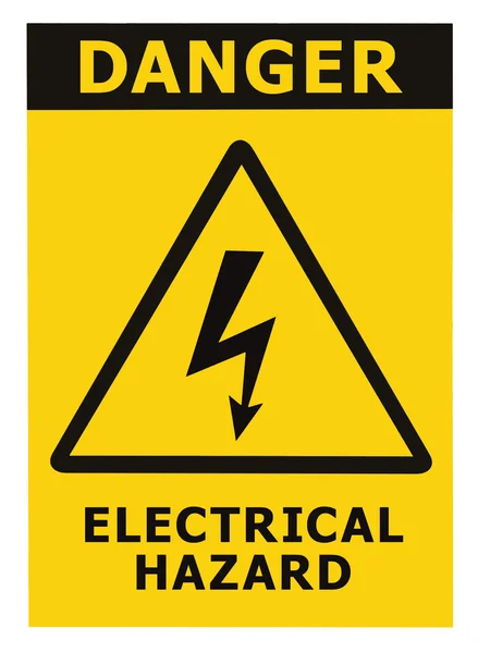 Nebezpečí úrazu elektrickým proudem znamení s textem, samostatný — Stock fotografie