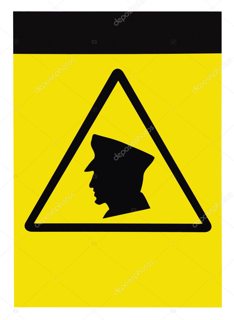 Blank security guards on patrol warning sign