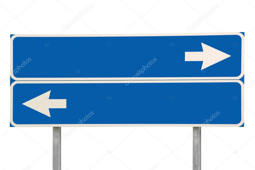 Crossroads Road Sign Two Arrow Blue Isolated