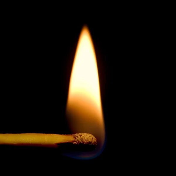 stock image Burning Match Closeup Isolated On Black