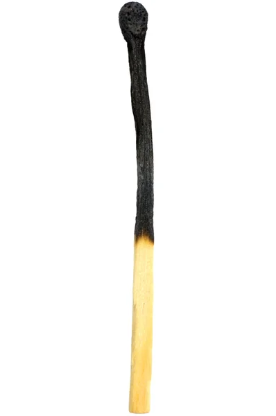 Burned match macro closeup burnt matchstick isolated — Stock Photo, Image