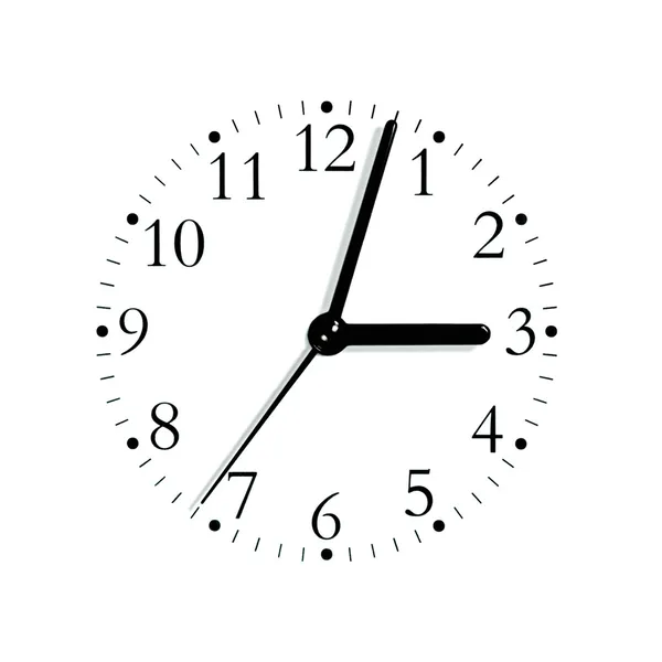 Fekete-fehér analóg óra szembenéz-dial, 3:03, elszigetelt — Stock Fotó
