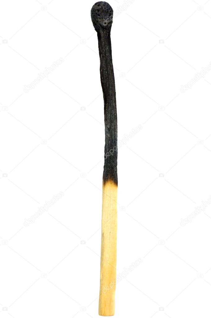Burned match macro closeup burnt matchstick isolated
