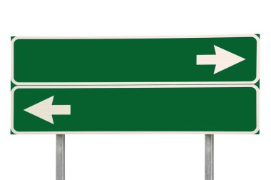 Crossroads Road Sign Two Arrow Green Isolated clipart