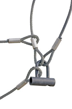 Industrial Safety Lock and Interlocked Wire Loop Ropes Closeup Isolated clipart