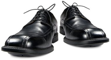 Classic men's black club shoe isolated macro closeup clipart