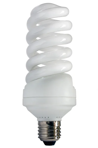 Fluorescent light bulb, CFL spiral bulb isolated macro closeup — Stock Photo, Image