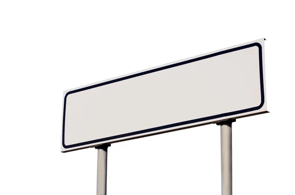 Sinal branco branco branco da estrada com quadro preto, tabuleta isolada da sinalização — Fotografia de Stock