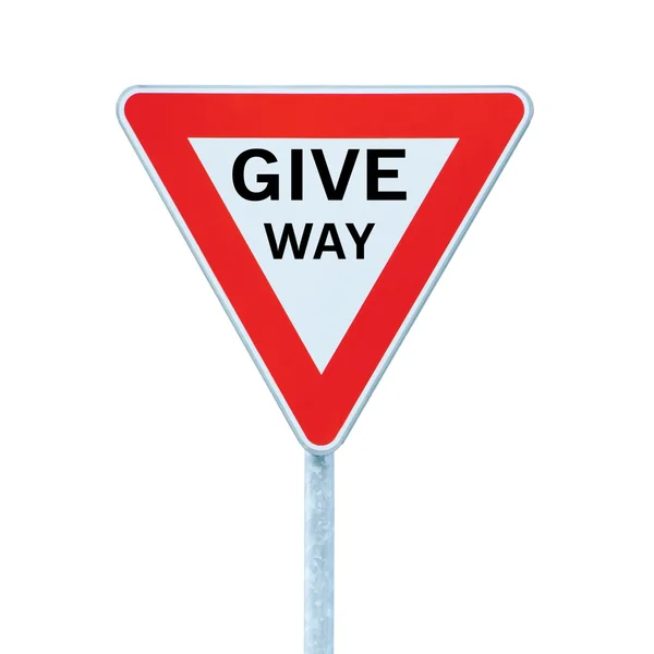 Give way priority yield road traffic roadsign sign isolated — Stock Photo, Image