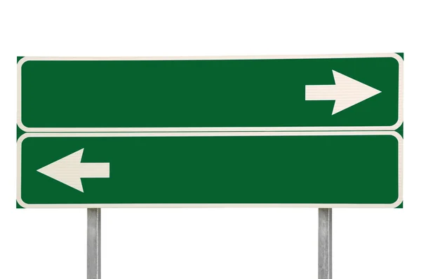 Kruispunt weg ondertekenen twee pijl groene geïsoleerd — Stockfoto