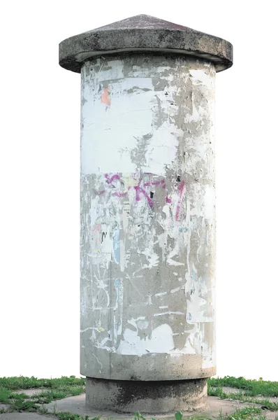 Grunge concrete advertising pillar isolated — Stock Photo, Image
