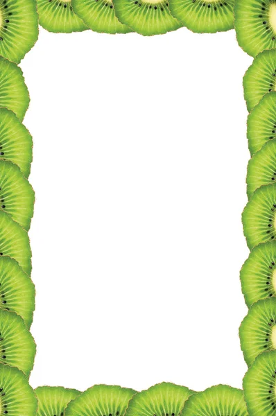 Rahmen aus natürlichen Kiwi-Scheiben, große isolierte Makro-Nahaufnahme — Stockfoto