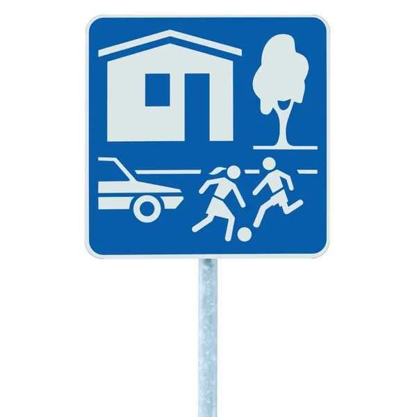 Головна Зона В'їзд Знак ізольована житлова зона дорожня дорога — стокове фото