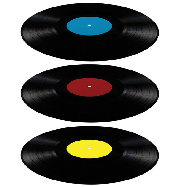 Black vinyl record lp album disc, isolated long play disk blank label