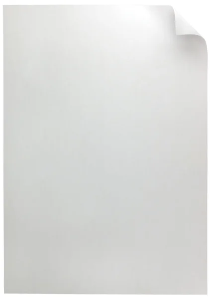 Arkusz papieru curl biała strona, na białym tle — Zdjęcie stockowe