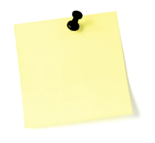 Gelber Aufkleber mit leeren To-Do-Listen, schwarze Pin-Daumennadel — Stockfoto