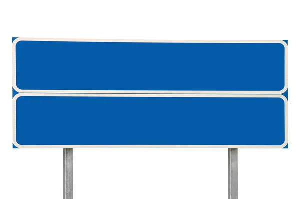 Crossroads sinal de estrada, azul em branco vazio isolado sinalização na estrada — Fotografia de Stock
