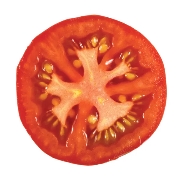 Tomatoe Macro Closeup, Isolated Tomato Cut — Stock Photo, Image