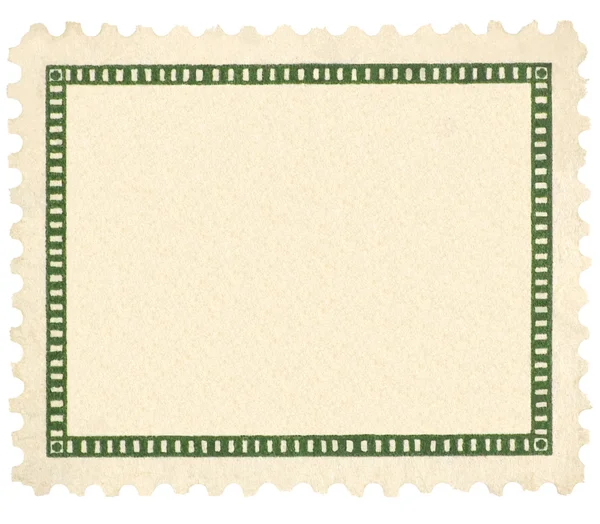 Üres évjárat postai bélyeg, és zöld matrica makró, elszigetelt — Stock Fotó