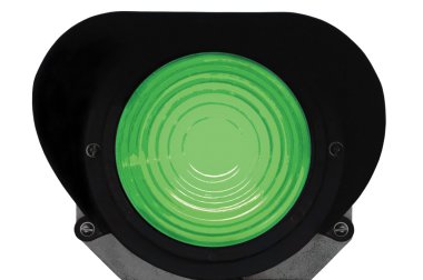 Green light railway traffic dwarf signal set at go ahed, isolate clipart