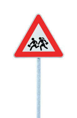 European School Crossing Roadside Warning Sign Isolated clipart