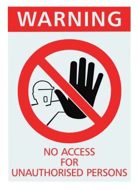 No access for unauthorised persons sign isolated clipart