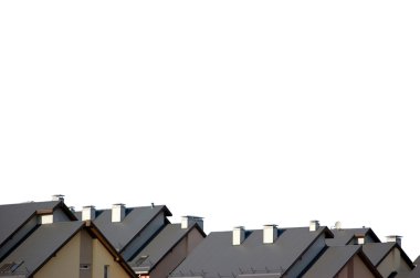 Rowhouse roofs, rooftop panorama, isolated on white clipart