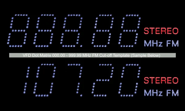 蓝色 vfd 点阵 fm 收音机数字显示宏 — 图库照片