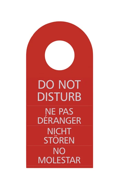 Tag rosso isolato Non disturbare la maniglia della porta — Foto Stock